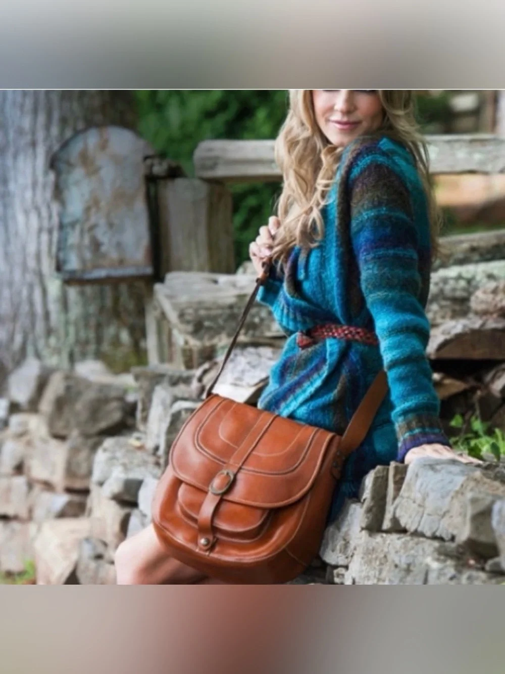 Patricia Nash Italian Saddle Leather Crossbody Bag Western Boho